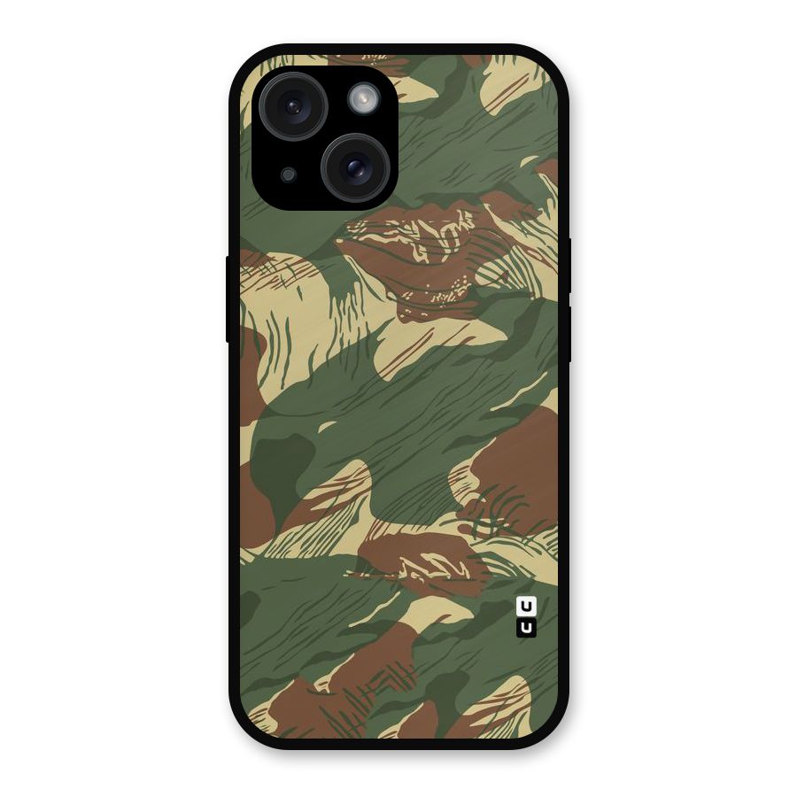 Army Design Metal Back Case for iPhone 15