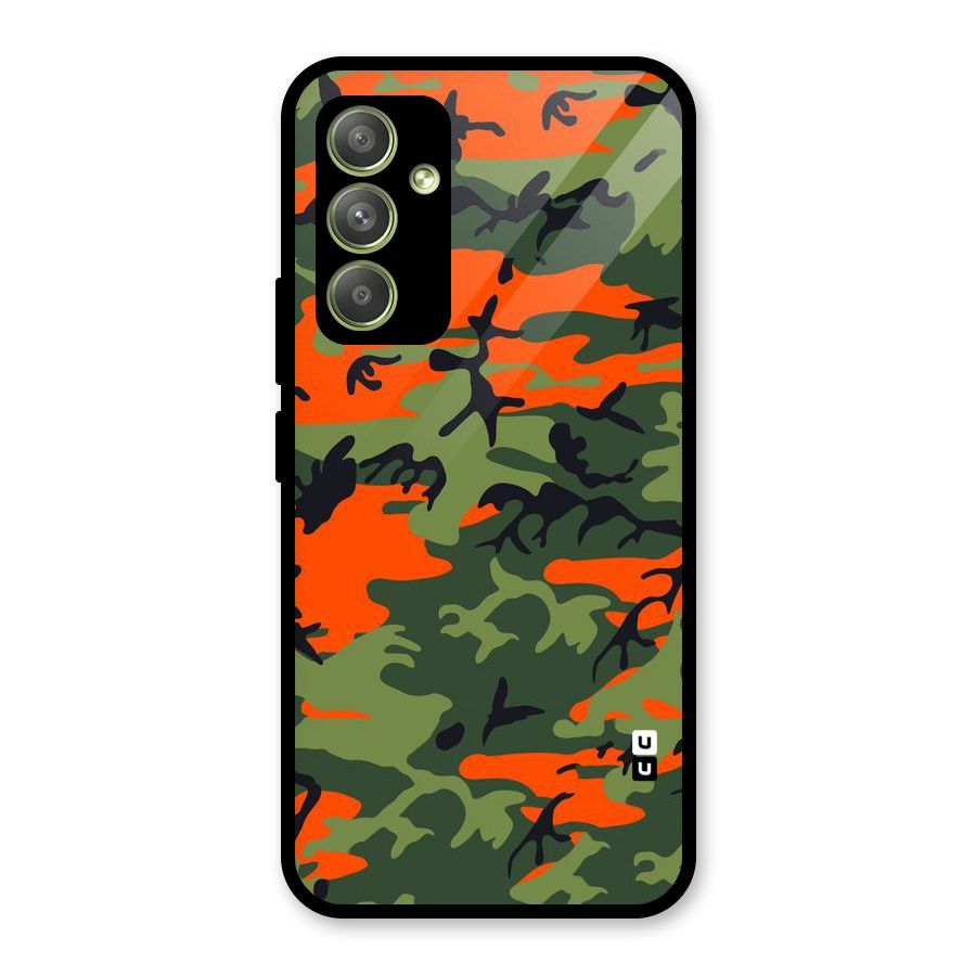 Army Pattern Glass Back Case for Galaxy A54
