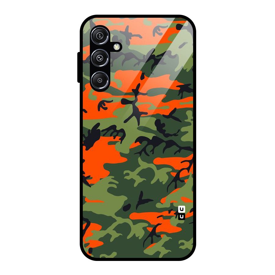 Army Pattern Glass Back Case for Galaxy M34 5G