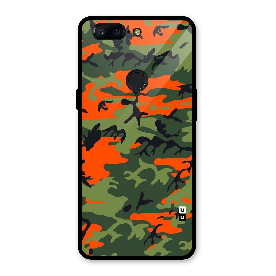 Army Pattern Glass Back Case for OnePlus 5T