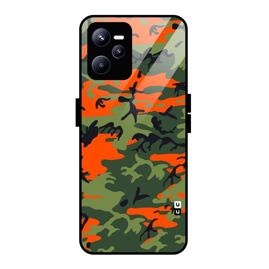 Army Pattern Glass Back Case for Realme C35