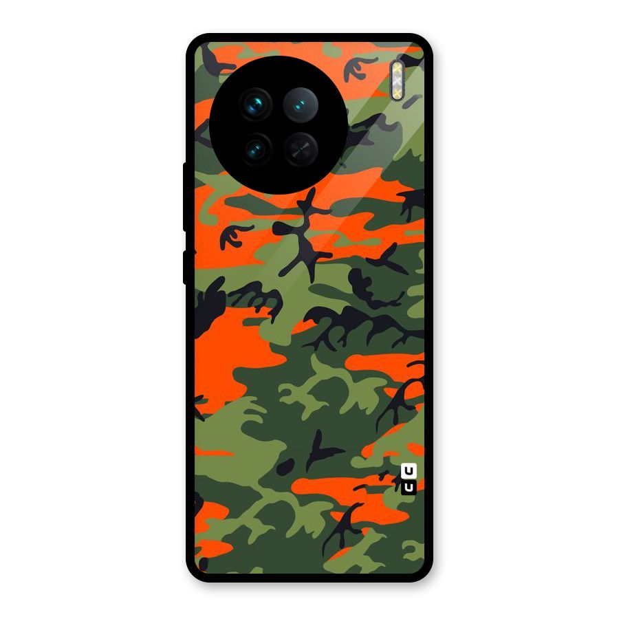 Army Pattern Glass Back Case for Vivo X90
