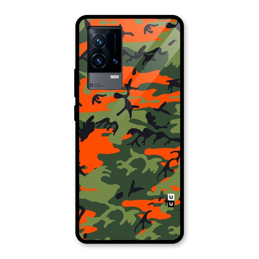 Army Pattern Glass Back Case for iQOO 9 5G