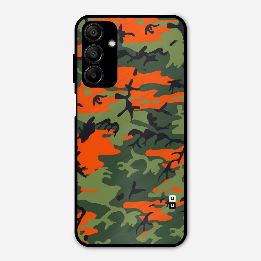 Army Pattern Metal Back Case for Galaxy A15 5G