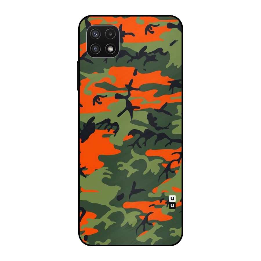 Army Pattern Metal Back Case for Galaxy A22 5G