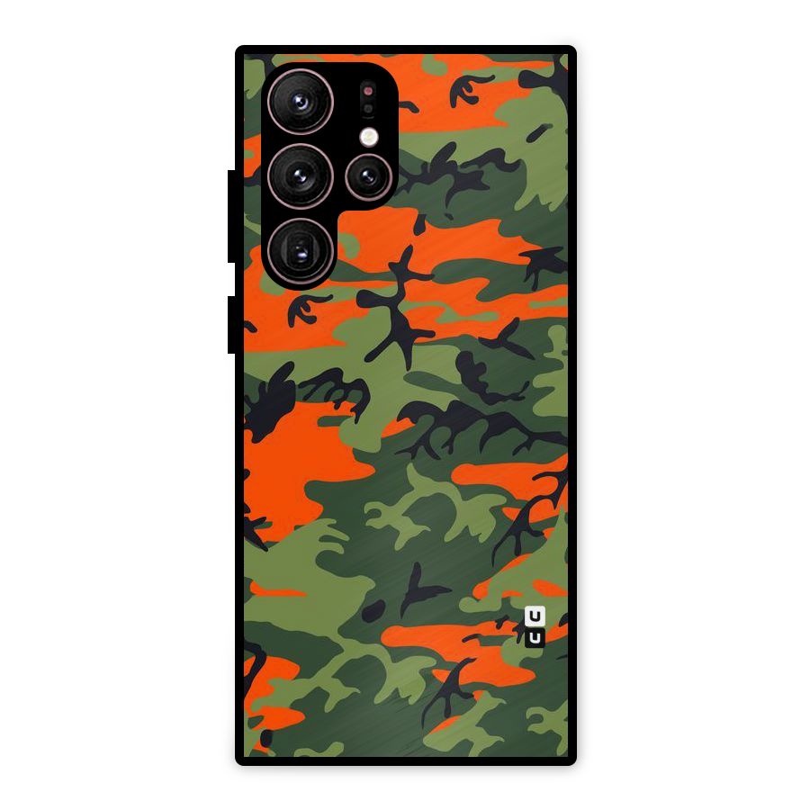 Army Pattern Metal Back Case for Galaxy S22 Ultra 5G