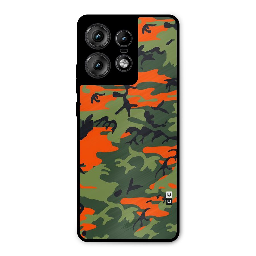 Army Pattern Metal Back Case for Motorola Edge 50 Pro