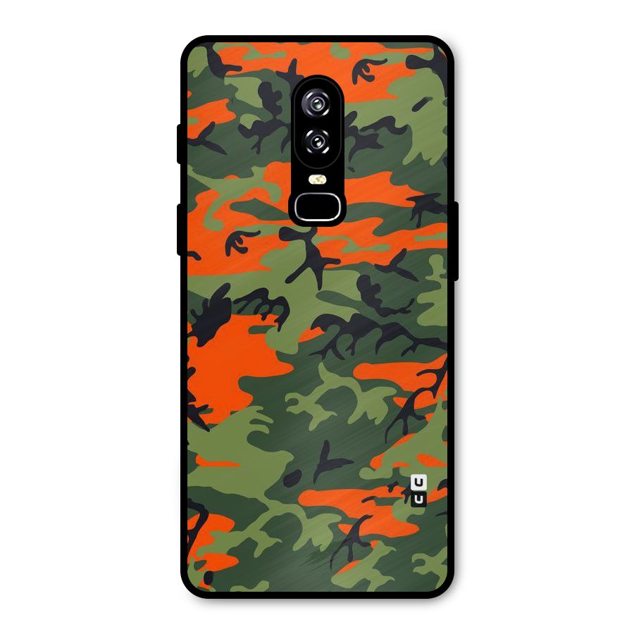 Army Pattern Metal Back Case for OnePlus 6