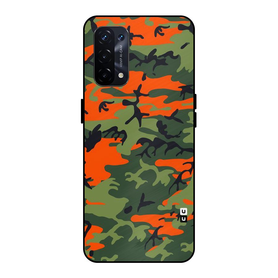 Army Pattern Metal Back Case for Oppo A74 5G