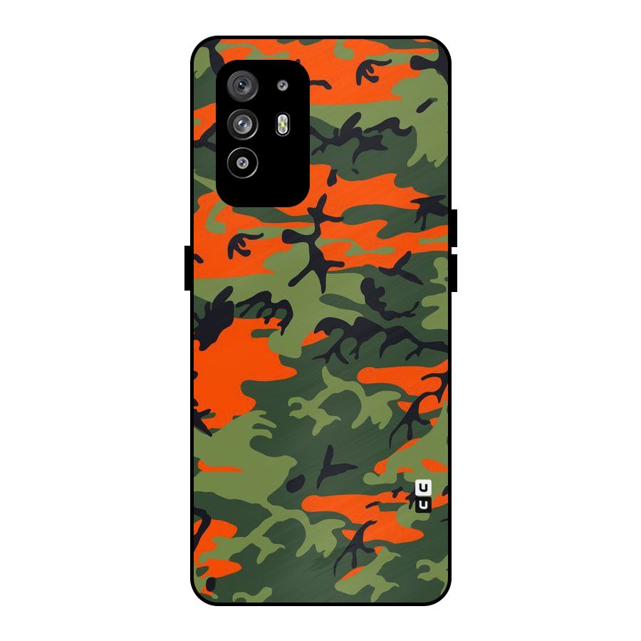 Army Pattern Metal Back Case for Oppo F19 Pro Plus 5G