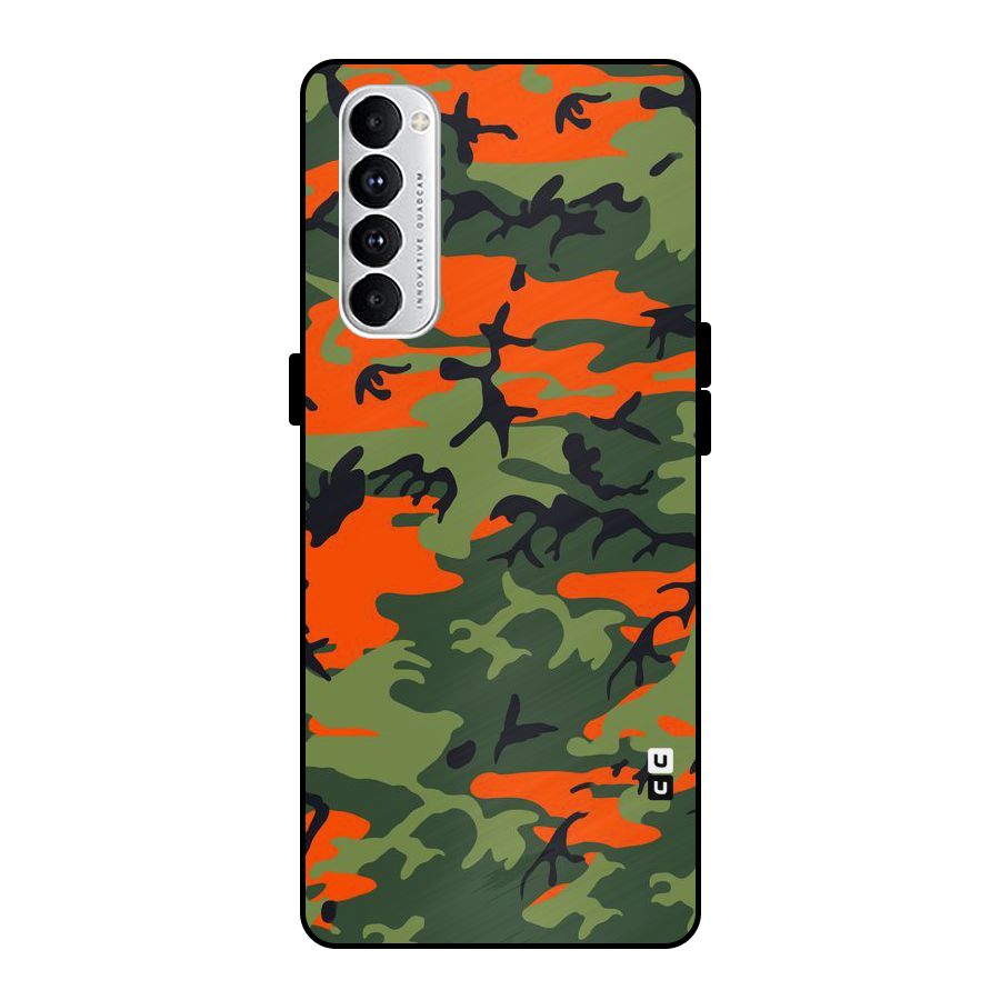 Army Pattern Metal Back Case for Oppo Reno4 Pro