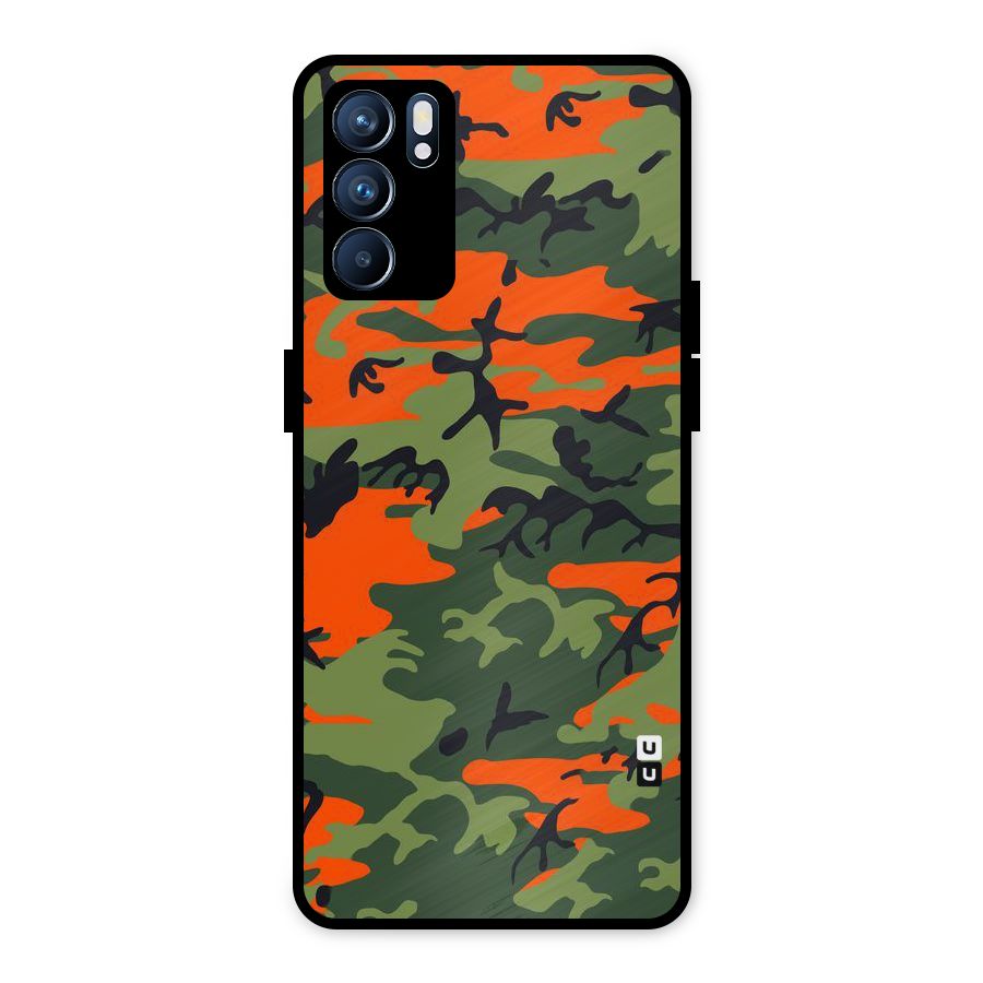 Army Pattern Metal Back Case for Oppo Reno6 5G