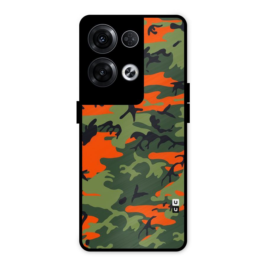Army Pattern Metal Back Case for Oppo Reno8 Pro 5G
