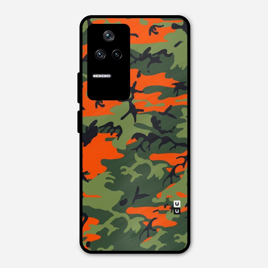 Army Pattern Metal Back Case for Poco F4 5G