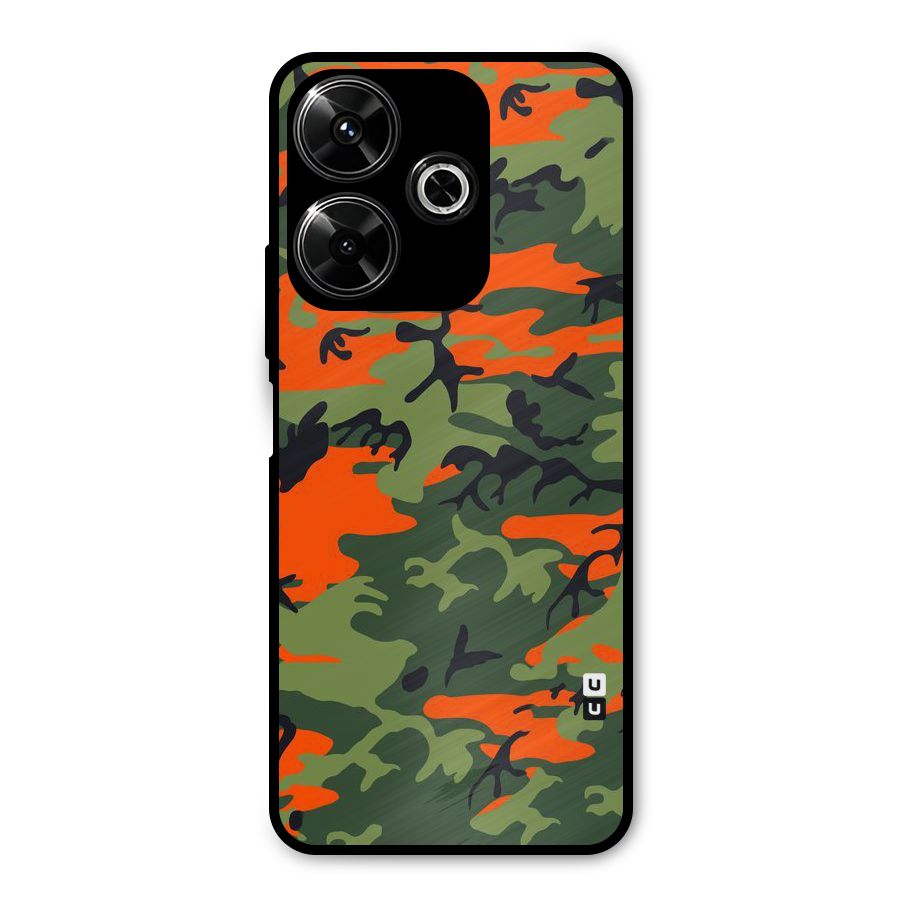 Army Pattern Metal Back Case for Poco M6 Plus