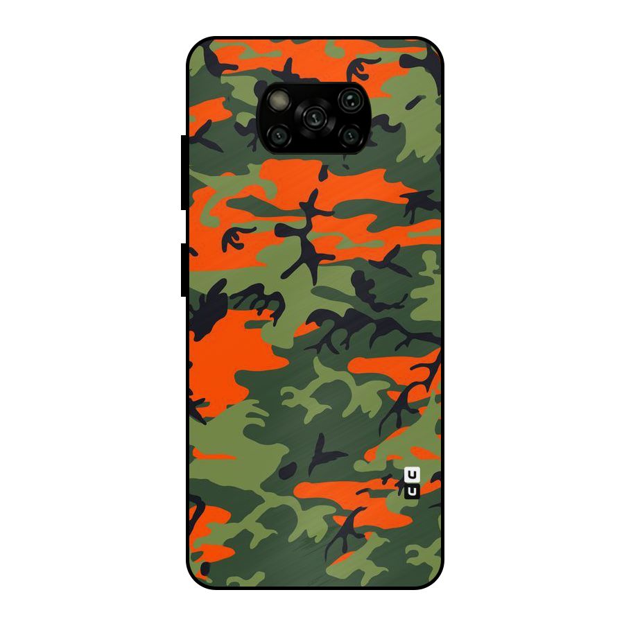 Army Pattern Metal Back Case for Poco X3