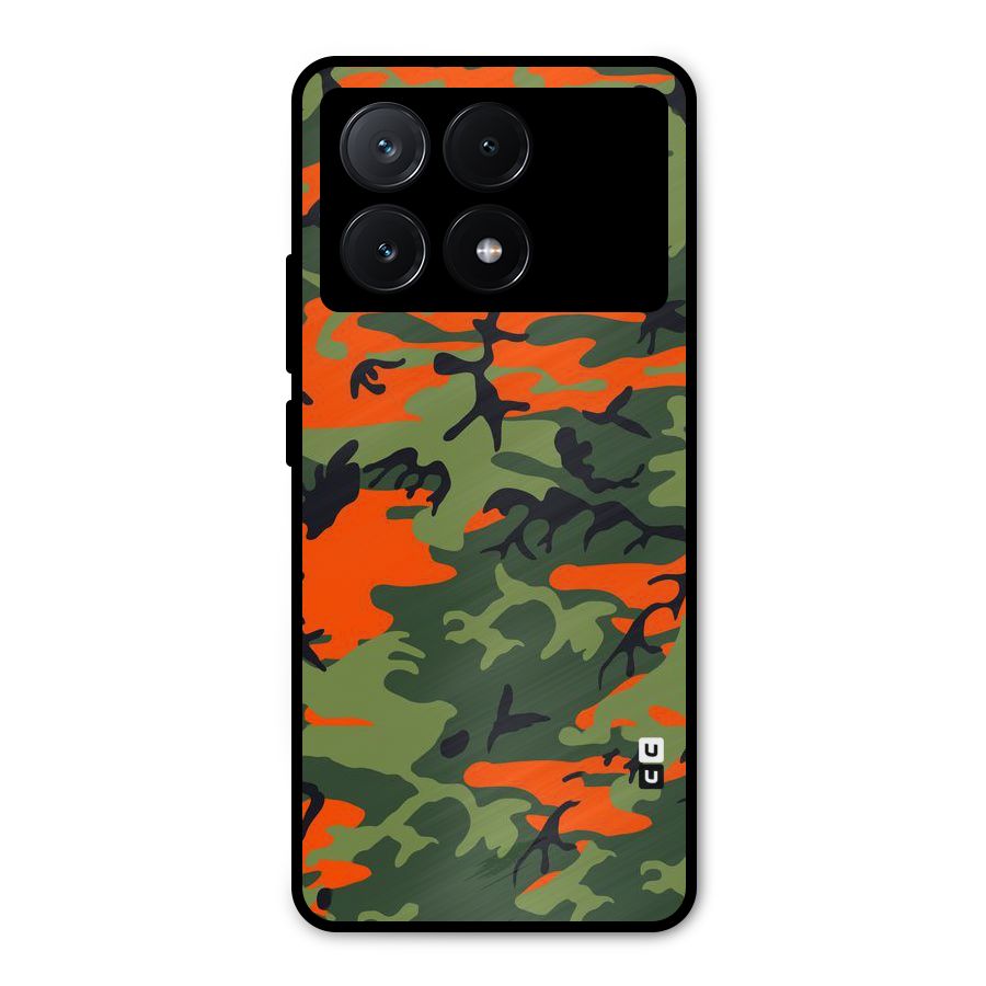 Army Pattern Metal Back Case for Poco X6 Pro