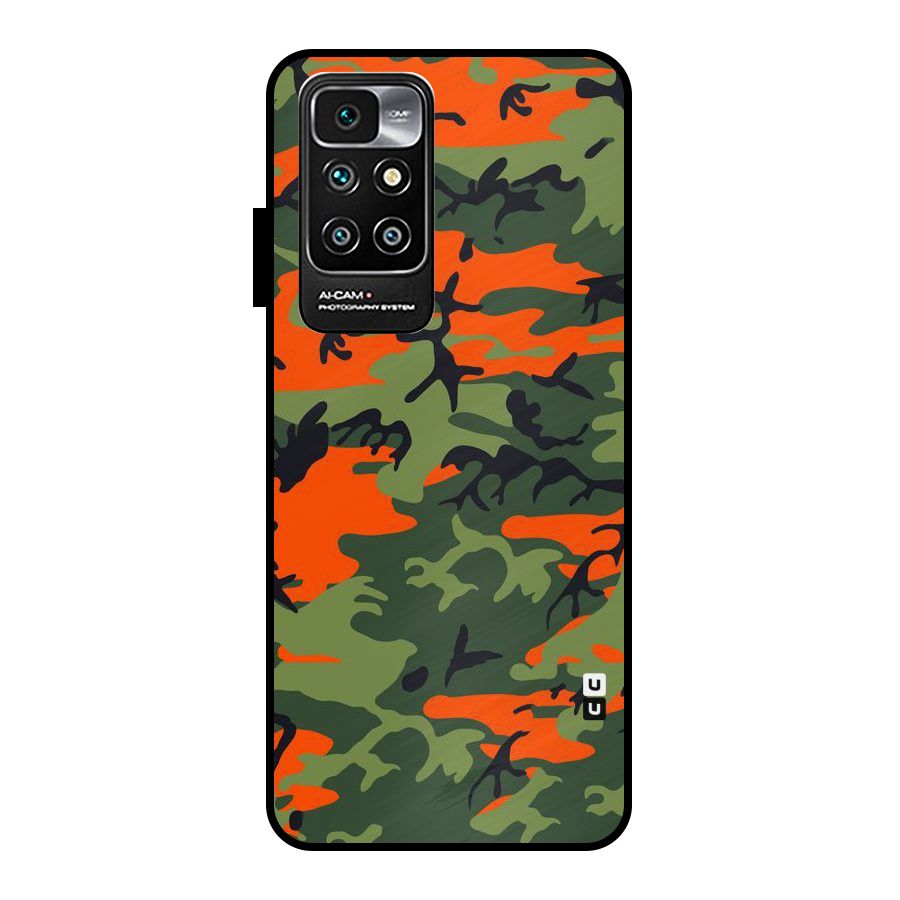 Army Pattern Metal Back Case for Redmi 10 Prime
