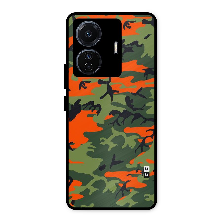 Army Pattern Metal Back Case for Vivo T1 Pro