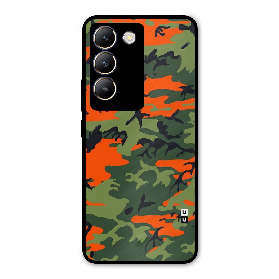Army Pattern Metal Back Case for Vivo T3 5G
