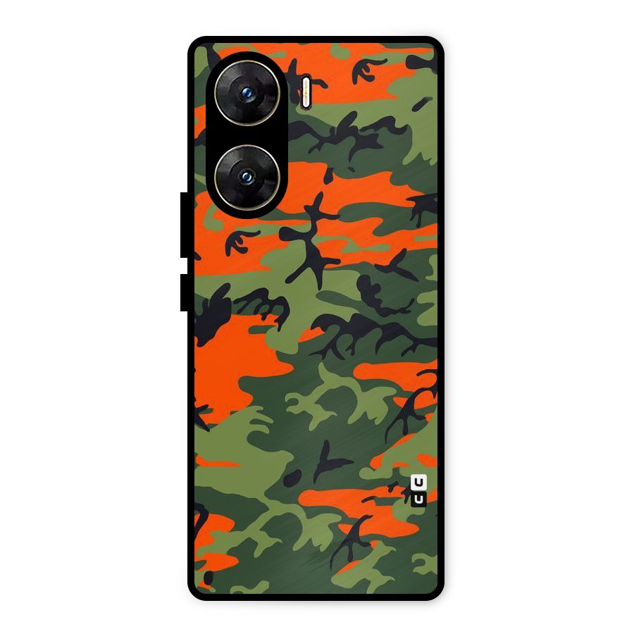 Army Pattern Metal Back Case for Vivo V29e
