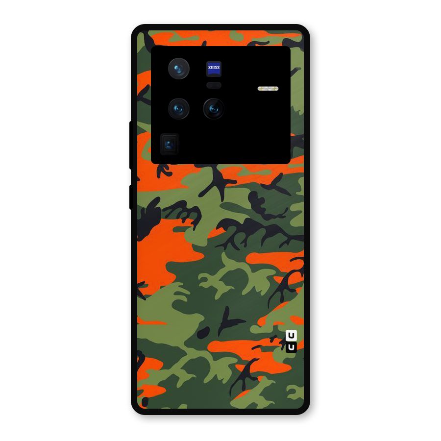 Army Pattern Metal Back Case for Vivo X80 Pro
