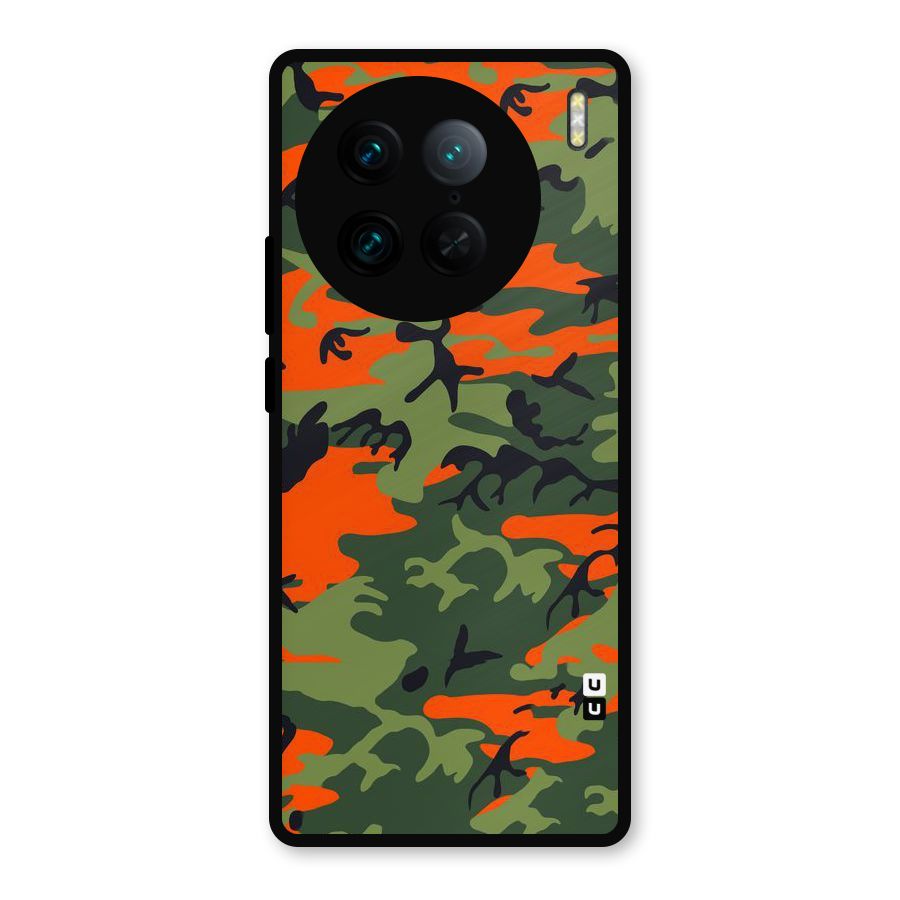 Army Pattern Metal Back Case for Vivo X90 Pro