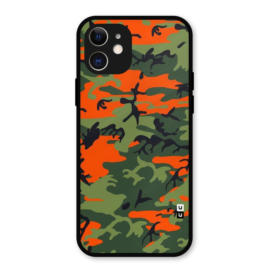 Army Pattern Metal Back Case for iPhone 12