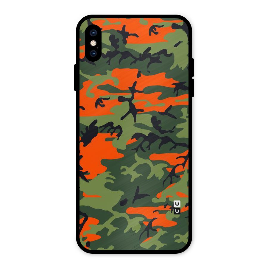 Army Pattern Metal Back Case for iPhone XS Max