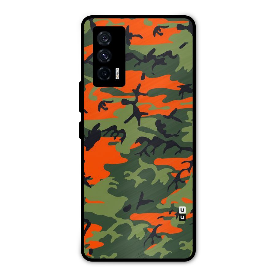Army Pattern Metal Back Case for iQOO 7 5G