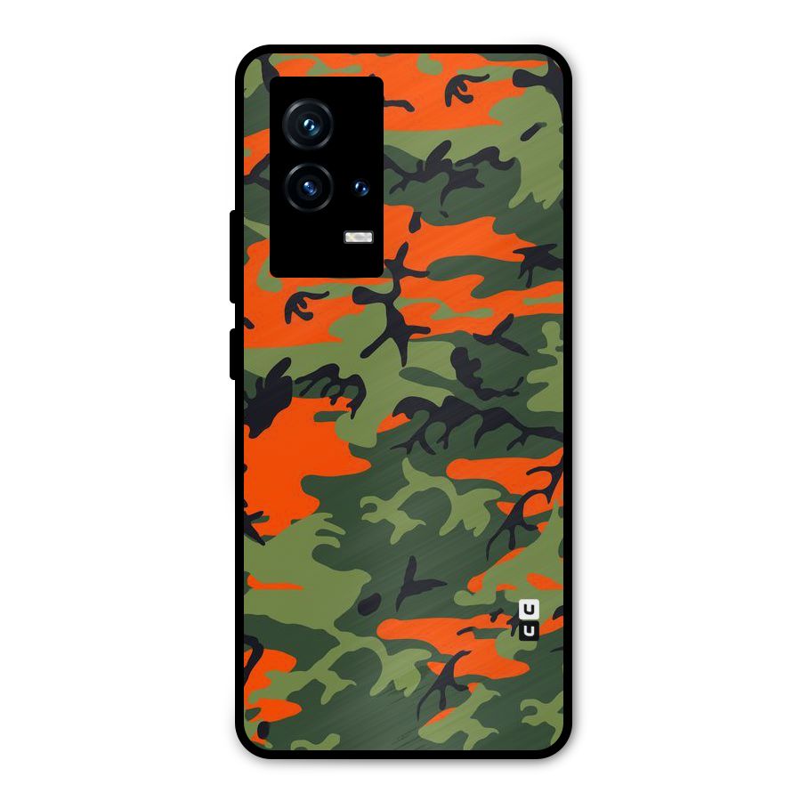 Army Pattern Metal Back Case for iQOO 9 5G