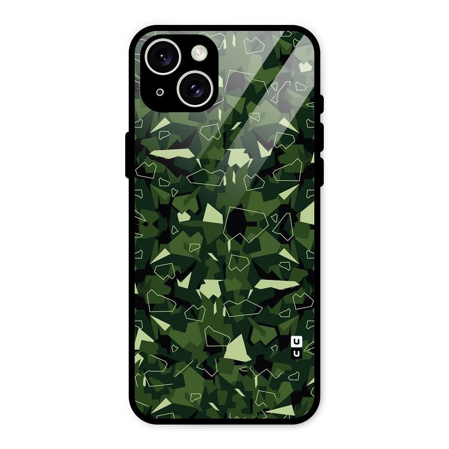Army Shape Design Glass Back Case for iPhone 15 Plus