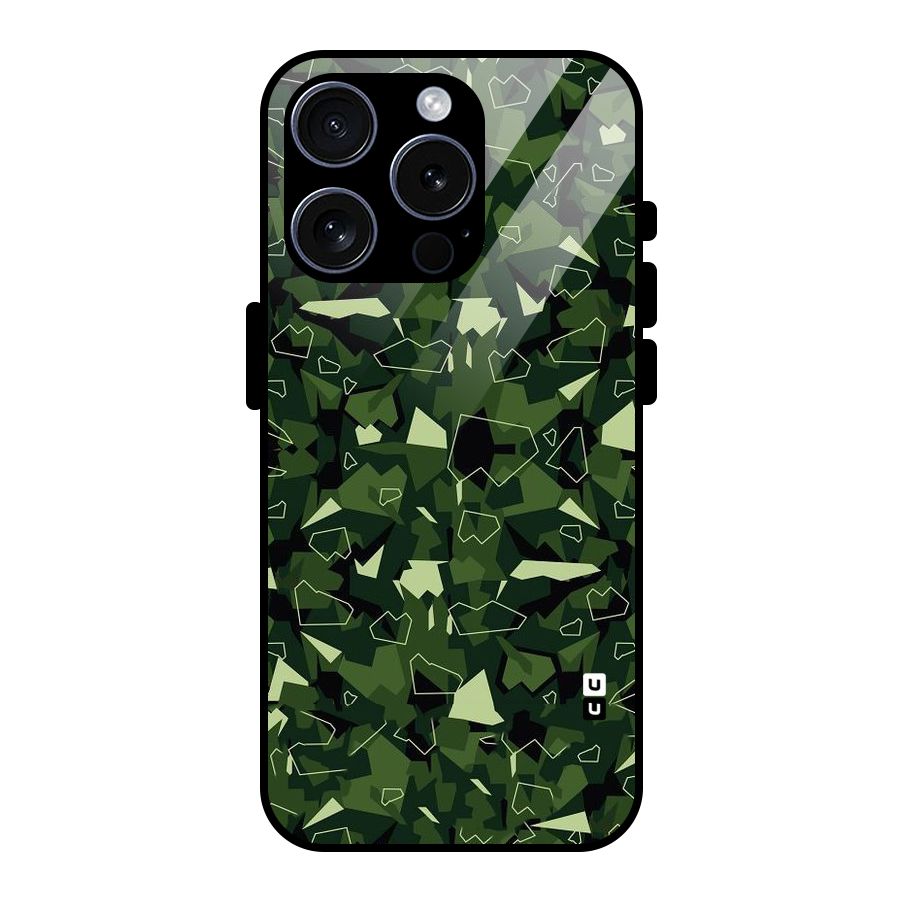 Army Shape Design Glass Back Case for iPhone 15 Pro