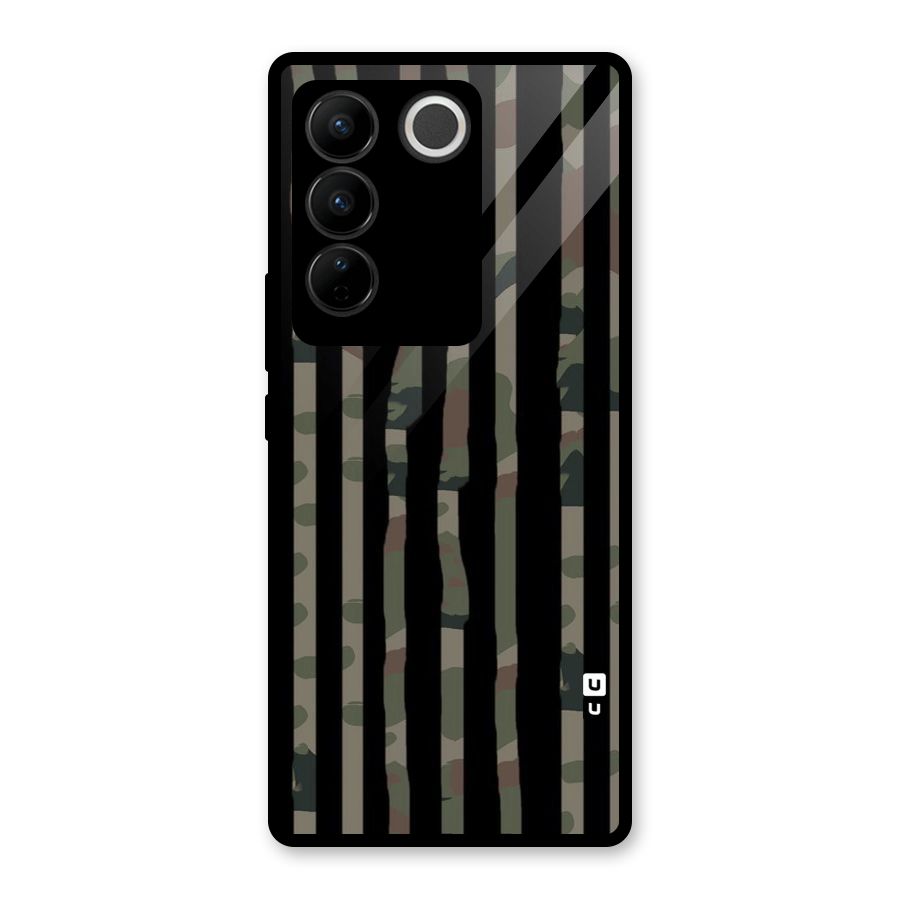 Army Stripes Glass Back Case for Vivo V27 Pro