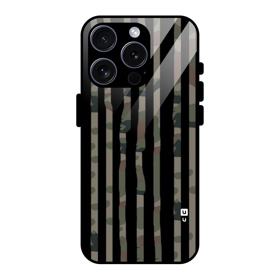 Army Stripes Glass Back Case for iPhone 15 Pro
