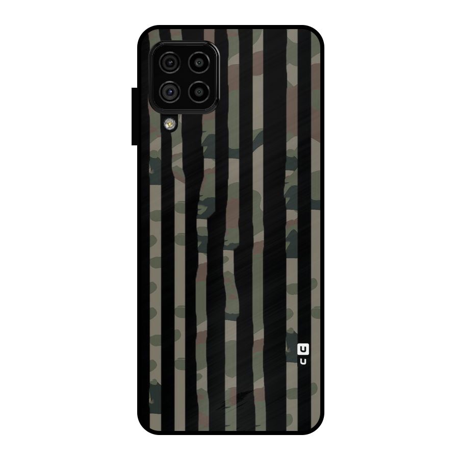 Army Stripes Metal Back Case for Galaxy A22 4G