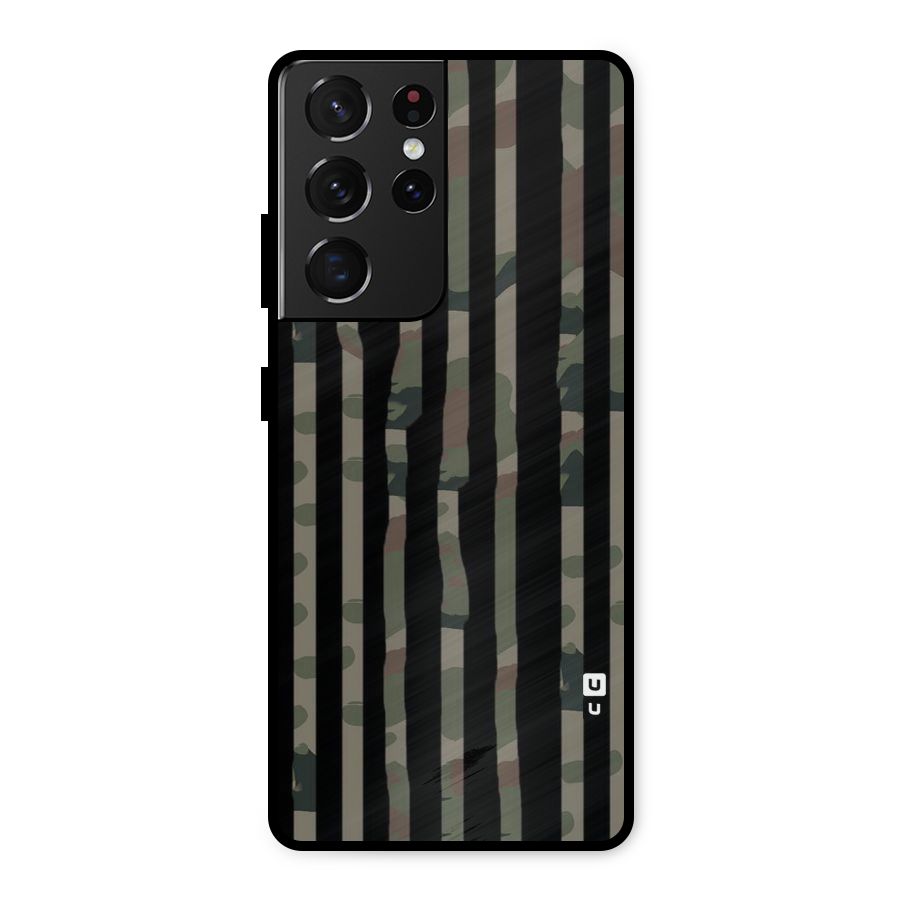 Army Stripes Metal Back Case for Galaxy S21 Ultra 5G