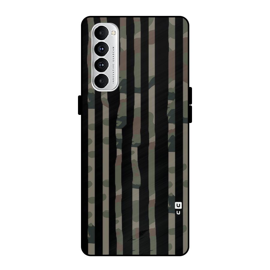 Army Stripes Metal Back Case for Oppo Reno4 Pro