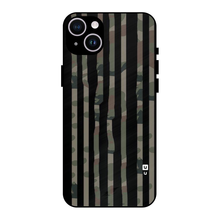 Army Stripes Metal Back Case for iPhone 14 Plus