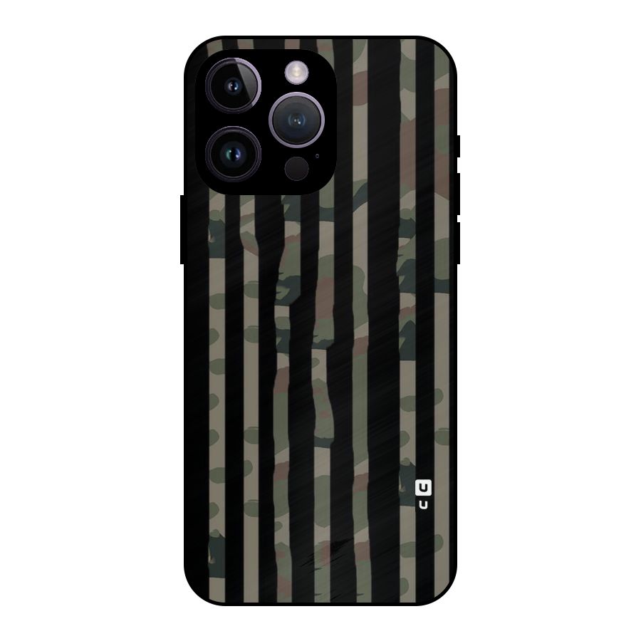 Army Stripes Metal Back Case for iPhone 14 Pro Max