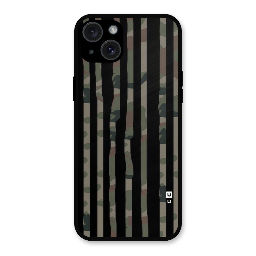 Army Stripes Metal Back Case for iPhone 15 Plus