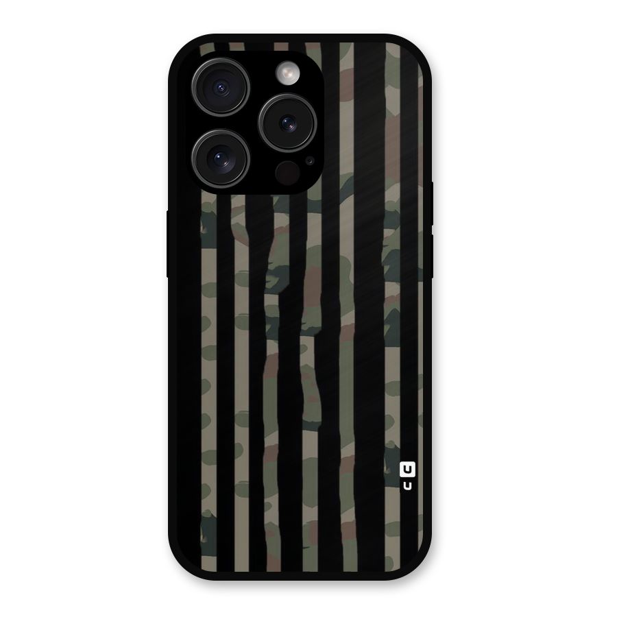Army Stripes Metal Back Case for iPhone 15 Pro