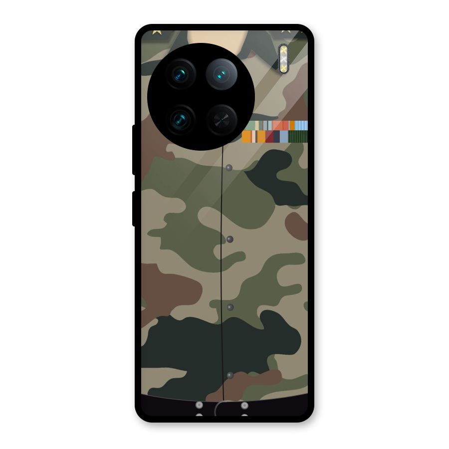 Army Uniform Glass Back Case for Vivo X90 Pro