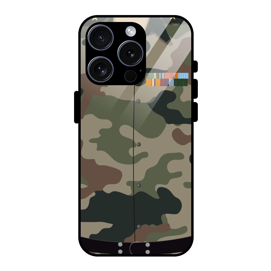 Army Uniform Glass Back Case for iPhone 15 Pro