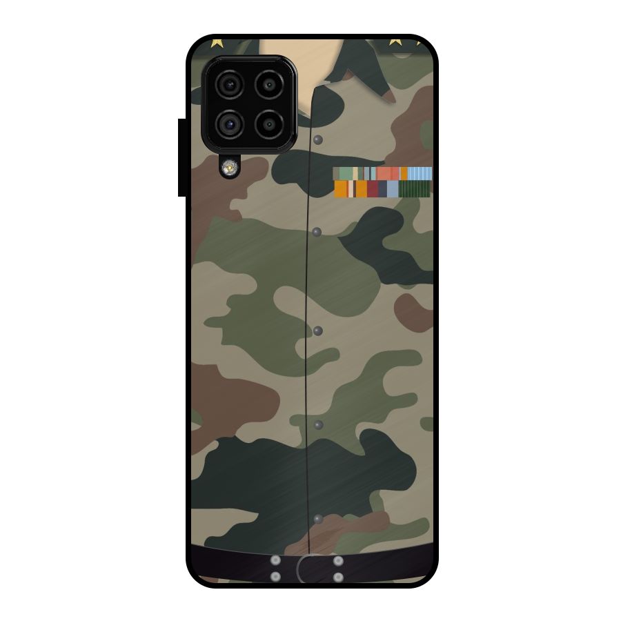 Army Uniform Metal Back Case for Galaxy A22 4G