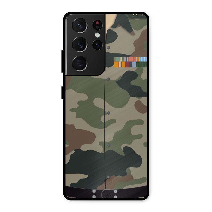 Army Uniform Metal Back Case for Galaxy S21 Ultra 5G