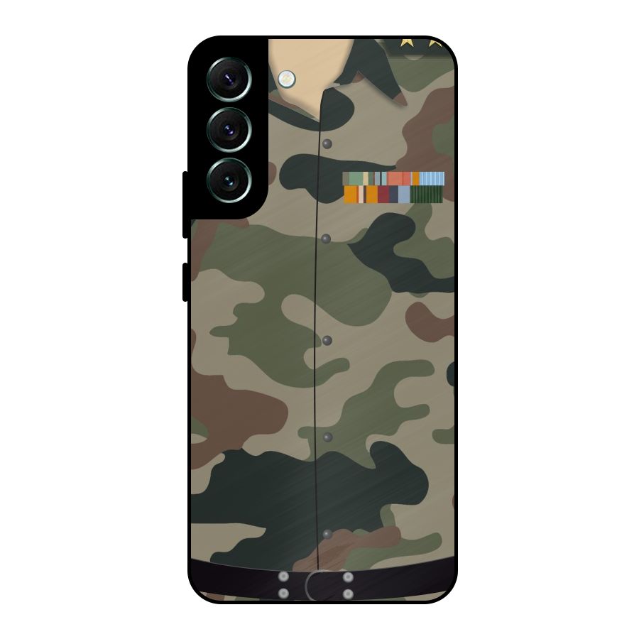 Army Uniform Metal Back Case for Galaxy S22 Plus 5G