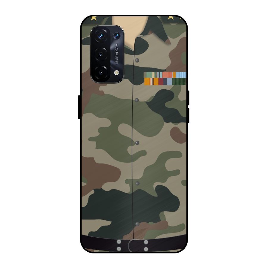 Army Uniform Metal Back Case for Oppo A74 5G
