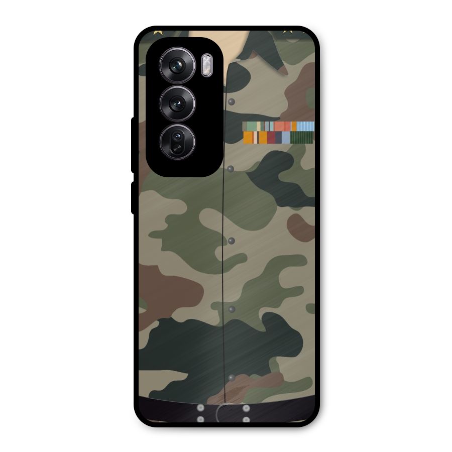 Army Uniform Metal Back Case for Oppo Reno12 Pro