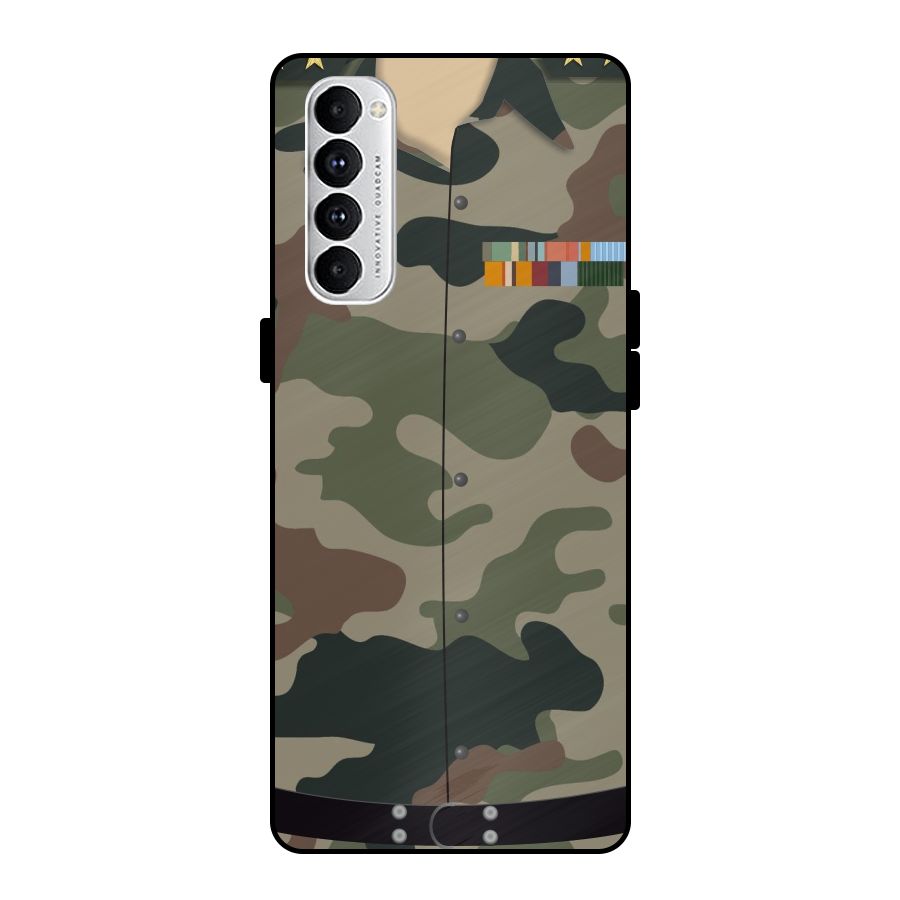 Army Uniform Metal Back Case for Oppo Reno4 Pro